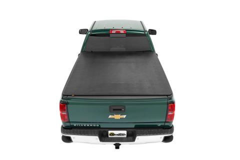 Soft Tri-Fold Tonneau Cover EZ Fold For 2014-2018 Silverado/Sierra 1500 8.0 Foot Black Tailgate Spoiler Not Included Bestop