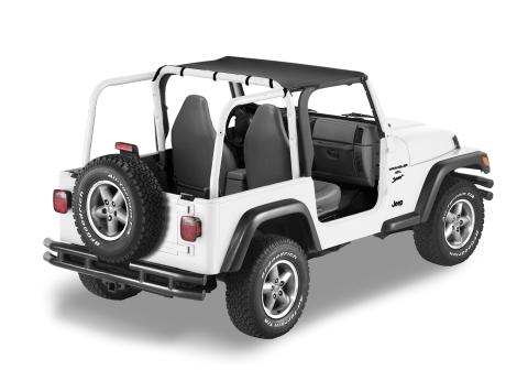 Jeep Bikini Top Header Targa Bikini Tops For Jeep 1997-2002 Wrangler TJ Black Denim Fabric Bestop