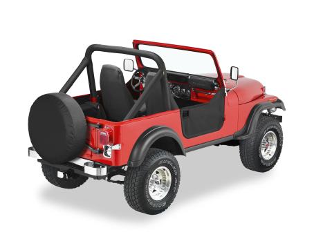 Lower Fabric Half Doors For Jeep 1980-1986 CJ7 W/Post Style Strikers With Post Style Strikers Black Denim Bestop