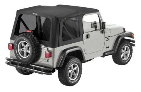Replace-A-Top for OEM Hardware For Jeep 1997-2002 Wrangler TJ Tinted Black Sailcloth No Door Skins Included Bestop