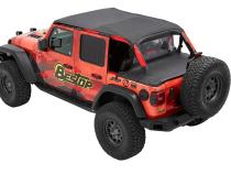 Jeep Bikini Top Header Safari Bikini Tops For Jeep 2018-2023 Wrangler JL 4 Door Black Diamond Fabric Bestop